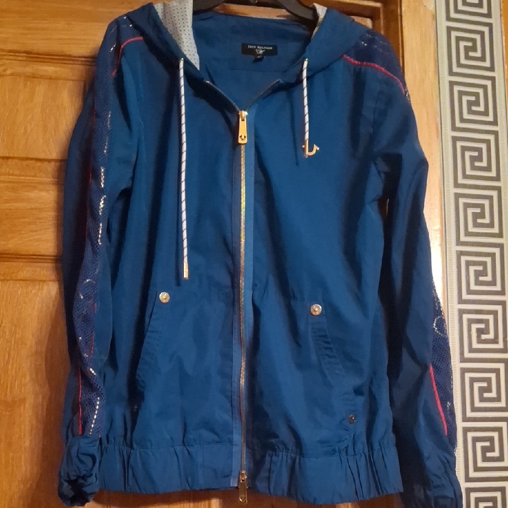 True Religion Blue Jacket with Gold Zipper